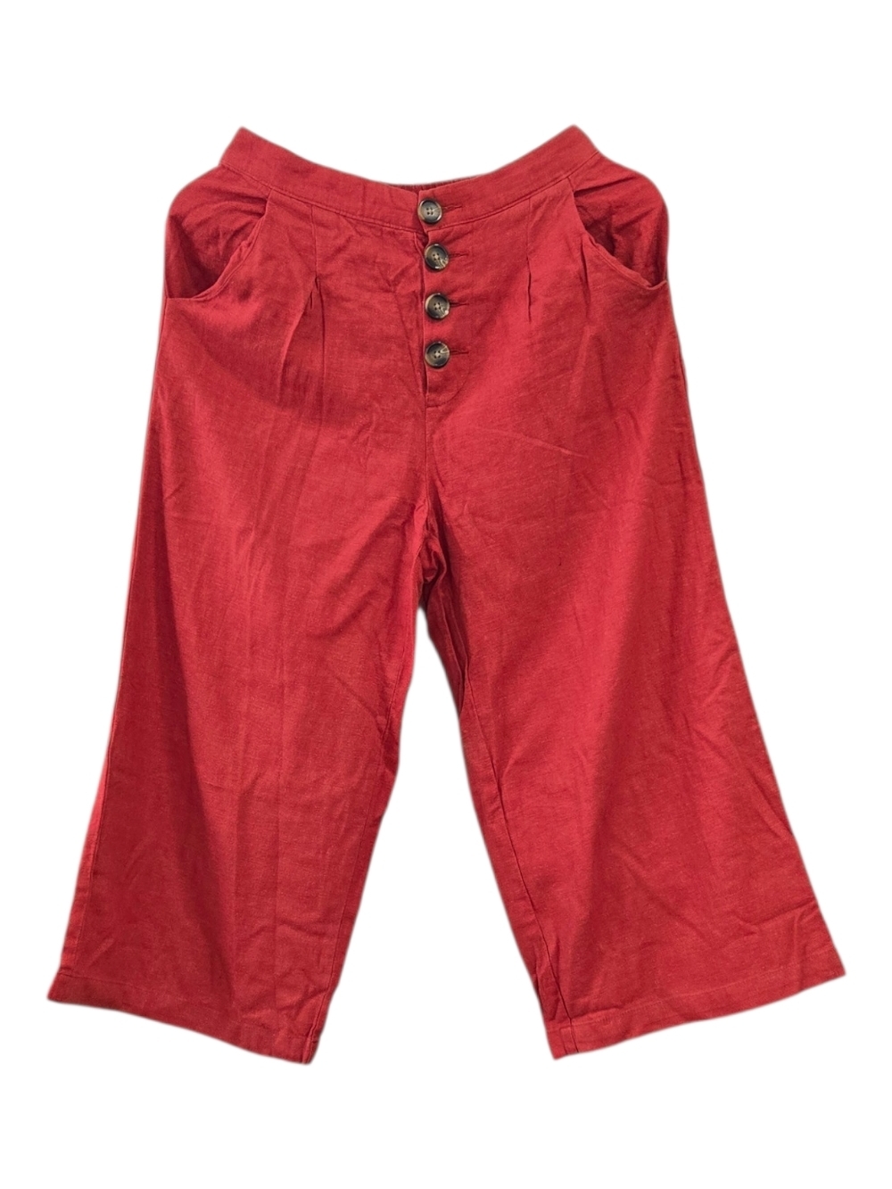 ANA Red Wide Leg Button Front Pants Women's Size XS
